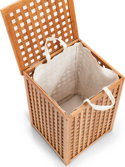 Shportë rrobash Zeller, bambu, katrore 58 cm, kafe natyrale