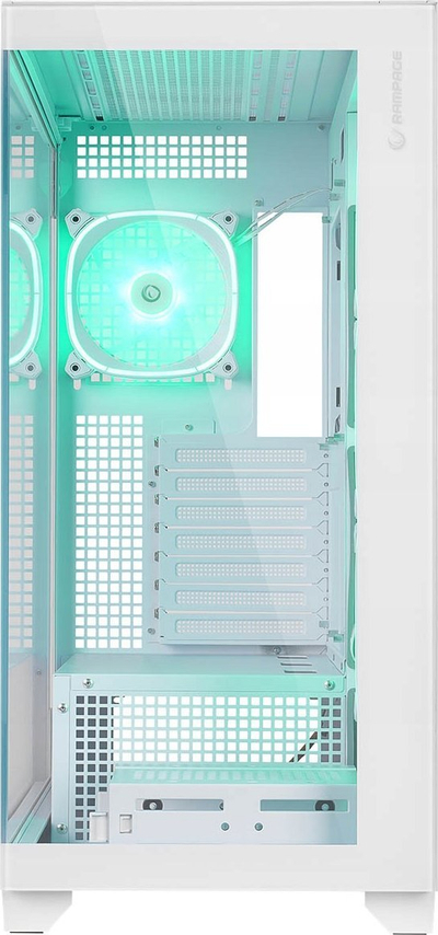 Kasa PC Rampage Hydra V1, me ARGB Fan Hub, USB C, e bardhë