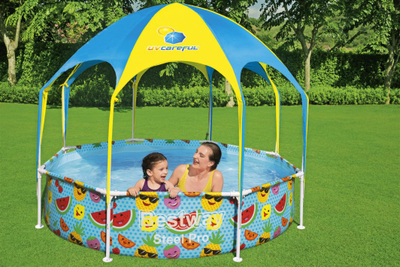 Pishinë kornizë Bestway Steel Pro Play, diametër 240 cm, me tenda mbrojtëse, shumëngjyrëshe