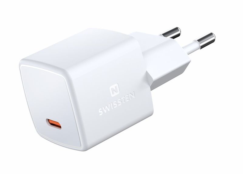 Karikues Mini Swissten, USB-C, PD, GaN, 33W, i bardhë
