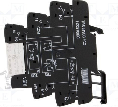 Индустриско реле Weidmuller TRS 24VDC 1CO, 1P 6A, 24V DC, зелено