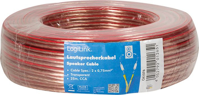 Кабел за звучници LogiLink, 2x0.75 mm², 25 m, проѕирен
