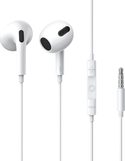 Kufje me fije Baseus Encok H17, in-ear, me mikrofon, të bardha