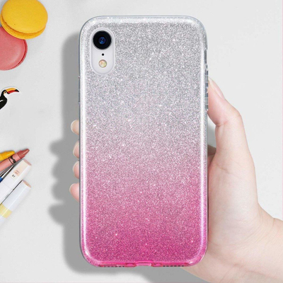 Mbulesë telefoni Tok Shining Case për iPhone 7 Plus 8 Plus, TPU PC, transparente rozë