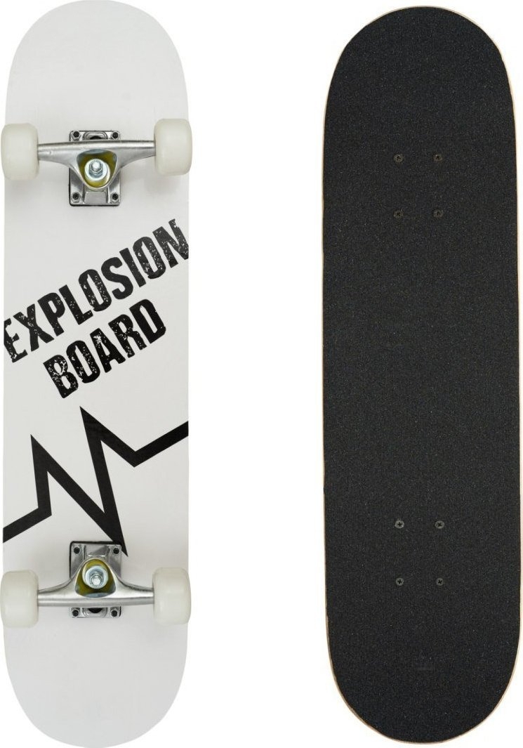 Skateboard Master Explosion, 9 shtresa panje, rrota PU ABEC 7, i bardhë