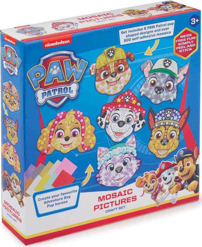 Сет мозаик слики Nickelodeon Paw Patrol, 6 дизајни, 500 налепници, повеќебоен