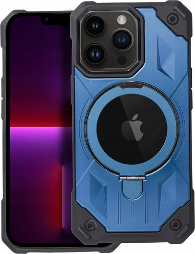 Mbrojtëse telefoni OEM MagSafe për iPhone 13 Pro Max, me unazë mbajtëse, blu me të zezë