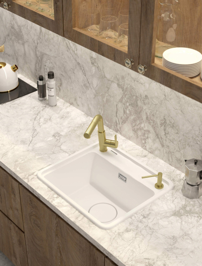 Dozator për lëng enësh Deante Aster, çelik inox, përfundim brushed steel, argjend