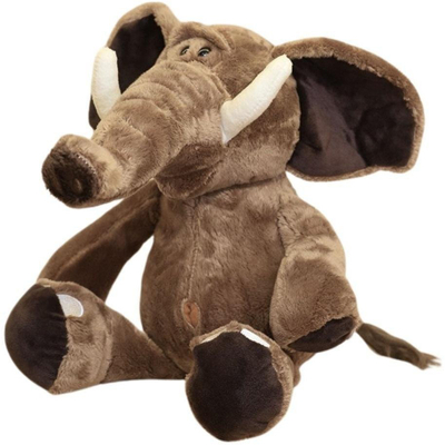 Lodër pelushi elefant LeanToys Brown, 22cm, kafe