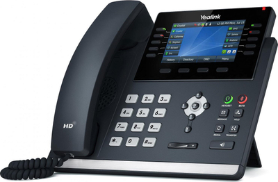 Telefon IP Yealink SIP T46U, me ekran me ngjyra, për punë zyre, ngjyrë e zezë