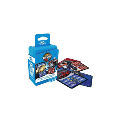 Lojë me letra Shuffle Trumps Cartamundi, me tema makina e motorë, 2 lojëra, blu