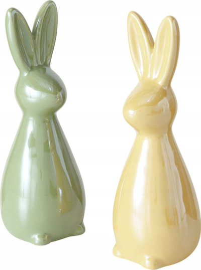 Figurinë dekorative Boltze Home Easter Bunny, qeramikë, e portokalltë