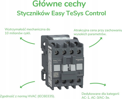 Kontaktor Schneider Easy TeSys LC1E0901P7, 3P 9A, spirale 230V AC, gri