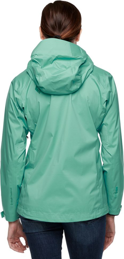 Женска водоотпорна јакна Black Diamond Stormline Stretch 2.5L, BD.dry, прилагодлива капа, зелена