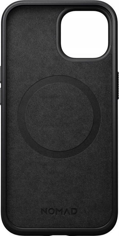 Futrollë Nomad Modern Leather Case për iPhone 15, lëkurë e zezë