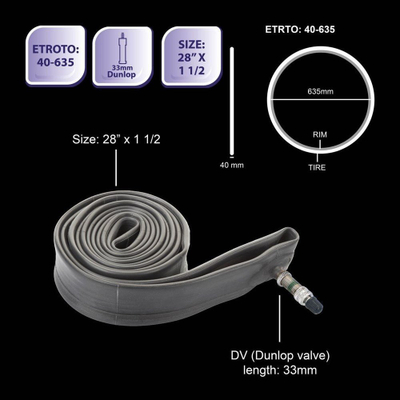 Gomë e brendshme biçiklete Bicycle Gear 28\" x 1 1/2, valvul DV, e zezë