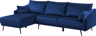 Divan kënd Beliani Varde, kadife, kënd i djathtë, blu navy