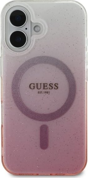 Mbulesë telefoni Guess GUHMP16SHGRCELP, iPhone 16 6.1", hardcase, rozë me shkëlqim