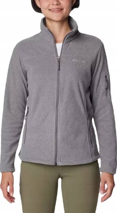 Jakne fleece Columbia Fast Trek II W, microfleece poliester, me zinxhir të plotë, gri