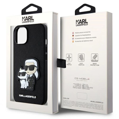 Kllëf telefoni Karl Lagerfeld NFT Saffiano për iPhone 14, lëkurë PU, i zi
