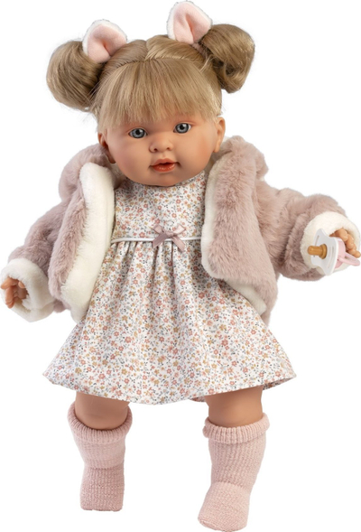 Kukull bebe Llorens Alexandra 42282, 42 cm, me biberon, rozë