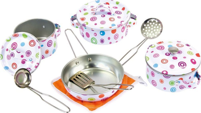 Сет кујнски играчки Legler Enamel Cookware Set, 11 парчиња, емајлиран метал, шарен