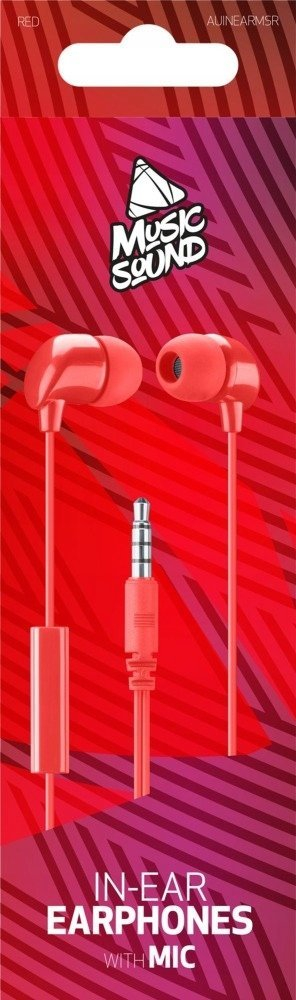 Kufje in-ear Cellularline Music Sound, me mikrofon, 3.5mm, të kuqe