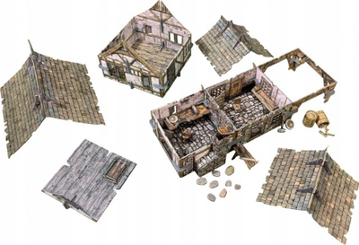 Set terreni lojrash BattleSystems Modular Fantasy Scenery, me disa kate, për miniatura 28mm, i printum me ngjyra
