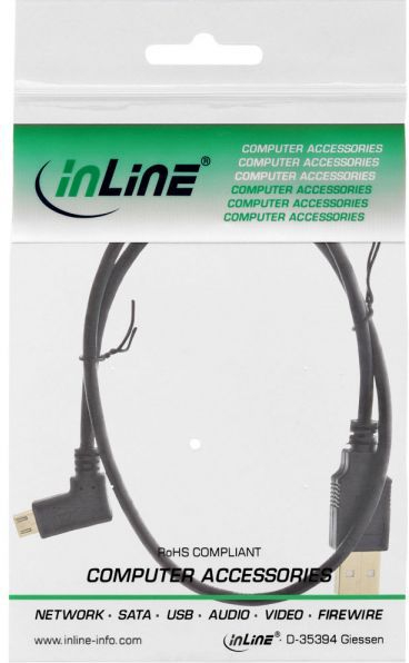 Kabllo USB InLine 31705T, USB A në microUSB, 0.5 m, e zezë