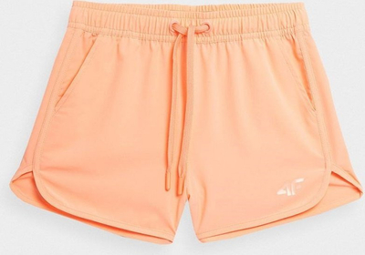 Shorce sportive për goca 4F 4FJSS23UBDSF033, teknologji 4F Dry, brez elastik, portokalli neon