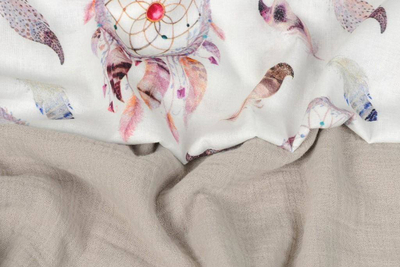 Set batanije dhe jastëk për bebe Muslin Design 03, 80x100 cm, 100% pambuk, bezhë