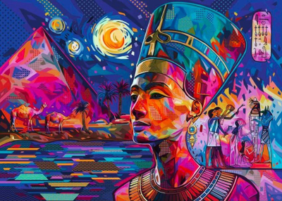 Puzzle Ravensburger Nefertiti on the Nile, 1000 copa, shumëngjyrësh