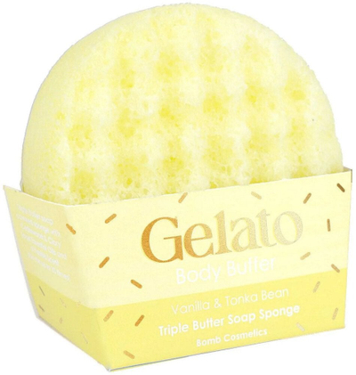 Sfungjer sapuni Bomb Cosmetics Gelato Vanilla and Tonka Bean, që skrabon, i verdhë