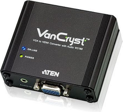 Конвертер VGA во HDMI Aten AT-VC180, со аудио, црн