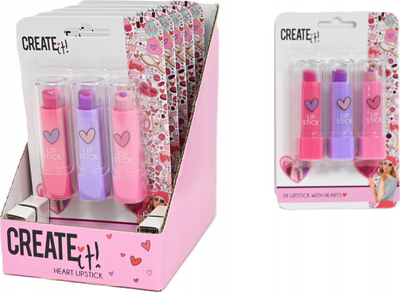 Set buzëkuqsh Create It! në formë zemre, 3 copë, me shumë ngjyra