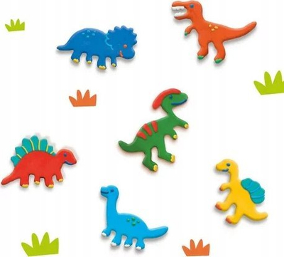 Set prerësa plasteline SES Creative Dinos, 7 forma, shumëngjyrëshe