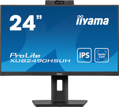 Monitor Iiyama ProLite XUB2490HSUH, 24", IPS Full HD, me kamerë Windows Hello, i zi