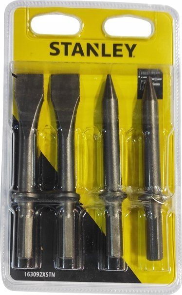 Set daltash Stanley Chisel Set, 4 copë, lidhje gjashtëkëndore, metalik
