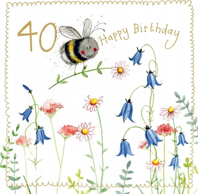 Kartolinë ditëlindjeje Teka Birthday Card 40 S544 Bee, 160 x 160mm, me zarf, e bardhë