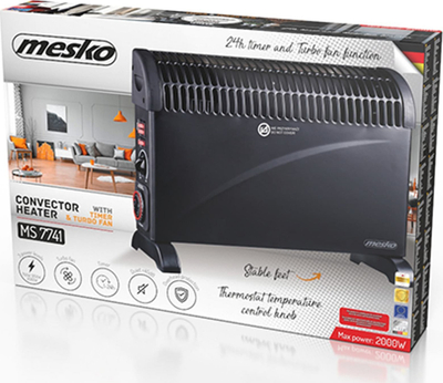 Ngrohës konvektor Adler Mesko 7741B, 2000W, me timer, i zi