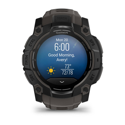 Ora inteligjente Garmin Instinct 3 50mm, ekran AMOLED, GPS, gri e errët