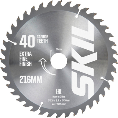 Сечило за аголна пила SKIL 216mm, отвор 30mm, карбидно