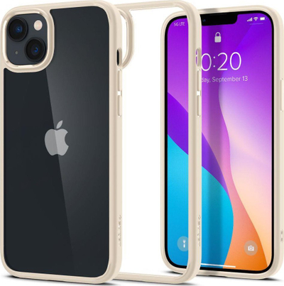 Kopertinë Spigen Ultra Hybrid për iPhone 14 Plus, TPU dhe polikarbonat, bezhë rëre