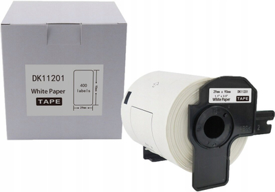 Etiketa zëvendësuese Brother DK-11201, 29mm x 90mm, 400 copë, të bardha me të zezë