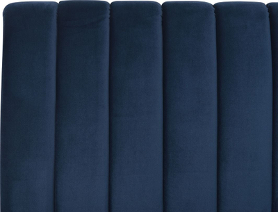 Krevat dopio Beliani Marville, 180 x 200 cm, kadife, blu e errët