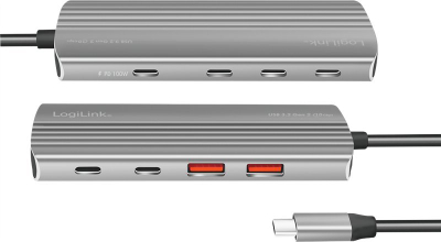 Hub USB LogiLink, USB 3.2 Gen2, 4+1 porta, PD 100W, alumin