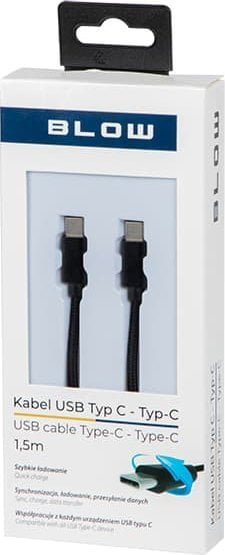 Kabllo USB C Blow, USB C në USB C, 1.5 m, e gërshetume, gri