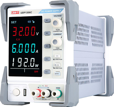 Furnizues laboratorik DC Uni-T UDP1306C, 0-32V, 6A 192W, gri e bardhë