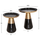 Set 2 tavolina për kafe Oluf Φ50&Φ41cm (HM9922), zezë/ ari