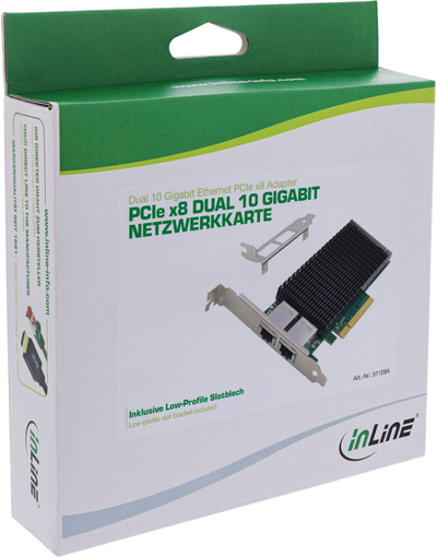 Kartë rrjeti InLine Dual 10-Gigabit, 2x RJ45 10Gb/s, PCIe x8